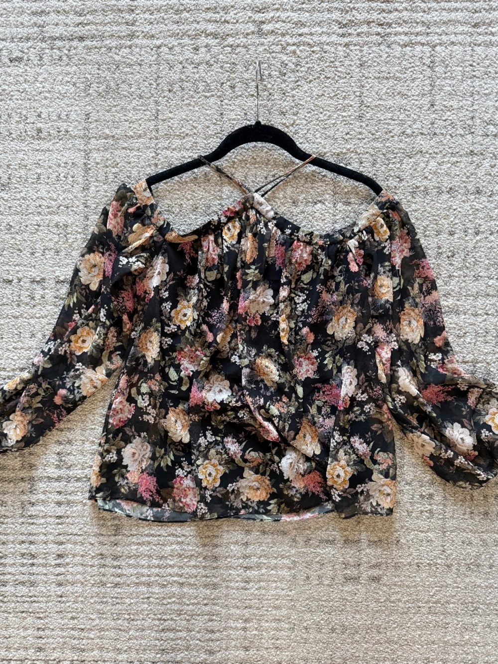 Vintage off shoulder print blouse